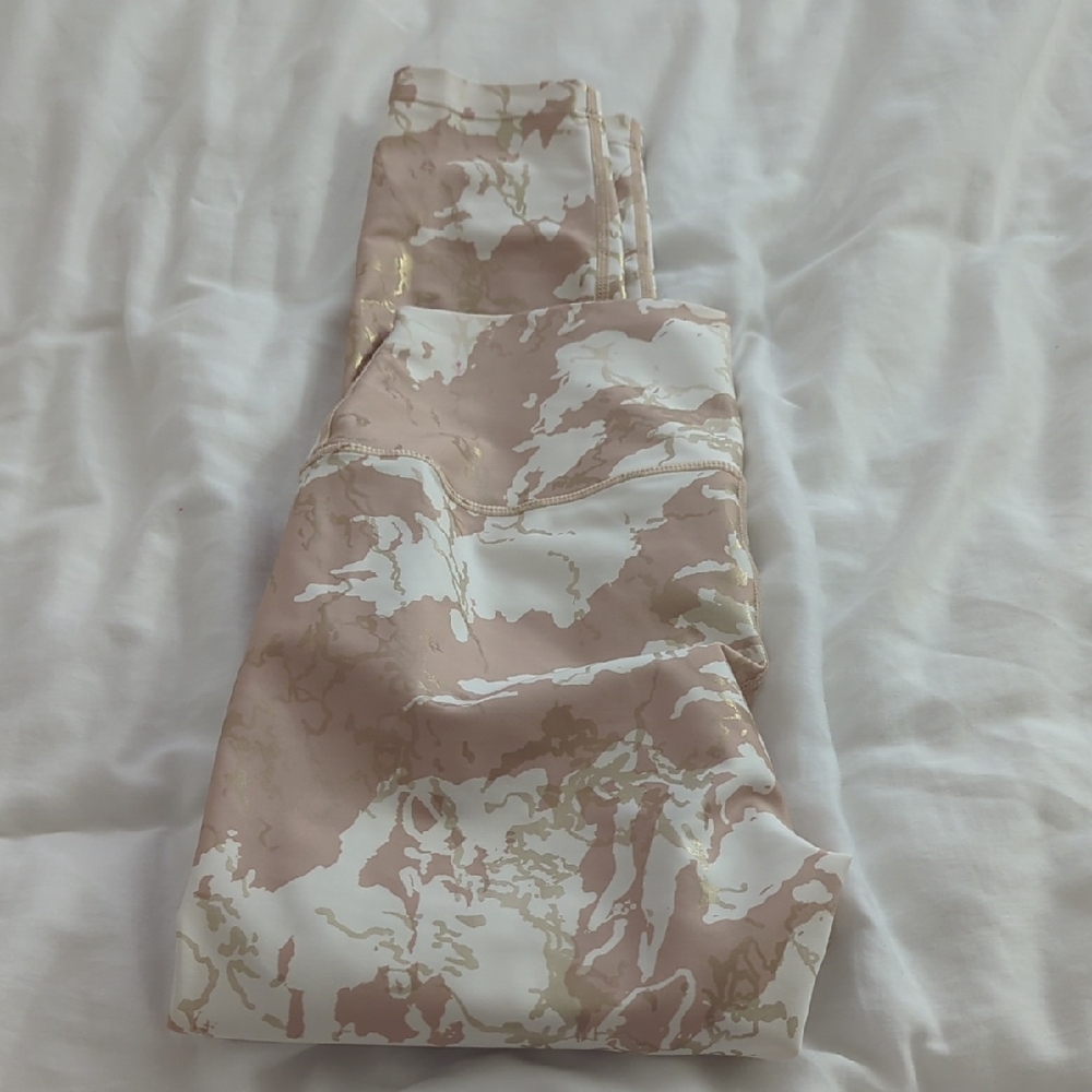 Beige and White Camouflage Leggings
